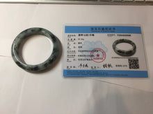 Load image into Gallery viewer, 53.5mm certified 100% natural Type A dark green black white Blooming Ink(水墨花开) jadeite jade bangle PB292-0508
