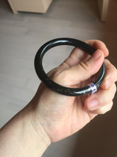 Load image into Gallery viewer, 58.5mm 100% Natural dark green/black meteorite Stellar Night sky round cut nephrite bangle HF105-8794
