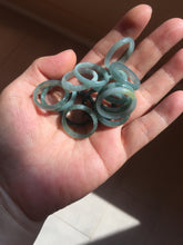 Load image into Gallery viewer, 18.1mm size 8 100% natural type A icy watery green/blue slim style Guatemala jadeite jade band ring group  BP75
