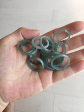 Load image into Gallery viewer, 18.1mm size 8 100% natural type A icy watery green/blue slim style Guatemala jadeite jade band ring group  BP75
