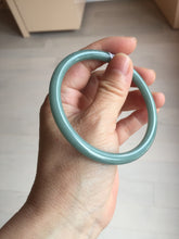 Load image into Gallery viewer, 61mm Certified Type A 100% Natural Light Blue Green Gray Ru Kiln Sky Celadon Blue (汝窑天青蓝) Guatemala Jadeite Jade Slim Round Bangle AZ166-0274
