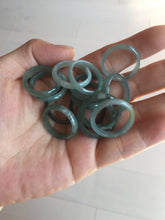 Load image into Gallery viewer, 18.1mm size 8 100% natural type A icy watery green/blue slim style Guatemala jadeite jade band ring group  BP75
