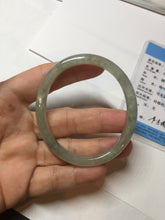 Load image into Gallery viewer, 52mm Certified Type A 100% Natural icy watery light green/dark green/black oval Jadeite bangle PD108-8546
