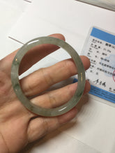 Load image into Gallery viewer, 52mm Certified Type A 100% Natural icy watery light green/dark green/black oval Jadeite bangle PD108-8546

