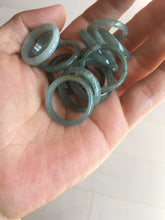 Load image into Gallery viewer, 18.1mm size 8 100% natural type A icy watery green/blue slim style Guatemala jadeite jade band ring group  BP75
