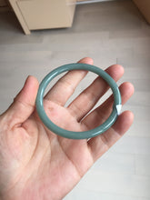 Load image into Gallery viewer, 61mm Certified Type A 100% Natural Light Blue Green Gray Ru Kiln Sky Celadon Blue (汝窑天青蓝) Guatemala Jadeite Jade Slim Round Bangle AZ166-0274

