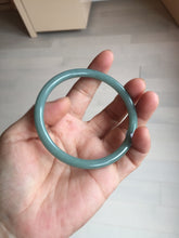 Load image into Gallery viewer, 61mm Certified Type A 100% Natural Light Blue Green Gray Ru Kiln Sky Celadon Blue (汝窑天青蓝) Guatemala Jadeite Jade Slim Round Bangle AZ166-0274
