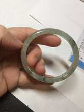 Load image into Gallery viewer, 52mm Certified Type A 100% Natural icy watery light green/dark green/black oval Jadeite bangle PD108-8546
