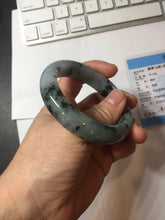 Load image into Gallery viewer, 53.5mm certified 100% natural Type A dark green black white Blooming Ink(水墨花开) jadeite jade bangle PB292-0508
