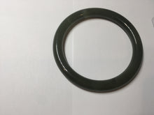 Load image into Gallery viewer, 59.4mm certified 100% Natural dark green gray black round cut nephrite bangle HN157-9684
