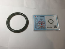 Load image into Gallery viewer, 59.4mm certified 100% Natural dark green gray black round cut nephrite bangle HN157-9684
