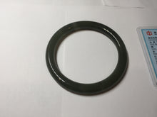 Load image into Gallery viewer, 59.4mm certified 100% Natural dark green gray black round cut nephrite bangle HN157-9684
