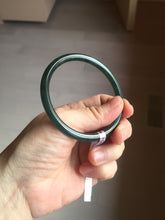 Load image into Gallery viewer, 56.5mm Certified Type A 100% Natural dark green/blue/gray Guatemala slim round cut Jadeite bangle BP193-2452
