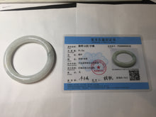 Load image into Gallery viewer, 53.5mm Certified Type A 100% Natural light green white round cut Jadeite bangle PF60-0516
