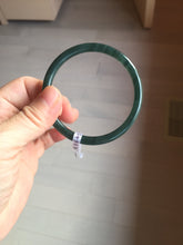 Load image into Gallery viewer, 56.5mm Certified Type A 100% Natural dark green/blue/gray Guatemala slim round cut Jadeite bangle BP193-2452
