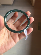 Load image into Gallery viewer, 56.5mm Certified Type A 100% Natural dark green/blue/gray Guatemala slim round cut Jadeite bangle BP193-2452
