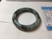 Load image into Gallery viewer, 53.5mm certified 100% natural Type A dark green black white Blooming Ink(水墨花开) jadeite jade bangle PB292-0508
