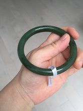 Load image into Gallery viewer, 61.5mm certified 100% Natural dark green black (碧玉) round cut nephrite Jade bangle HT105-1579
