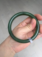 Load image into Gallery viewer, 61.5mm certified 100% Natural dark green black (碧玉) round cut nephrite Jade bangle HT105-1579
