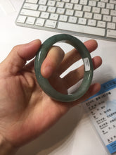 Load image into Gallery viewer, 58.8mm Certified type A 100% Natural oily dark green (老油青) gray black Mountains Afar (远山)Jadeite bangle PH240-1627
