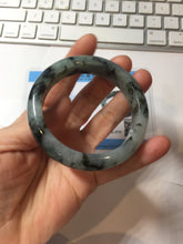 Load image into Gallery viewer, 53.5mm certified 100% natural Type A dark green black white Blooming Ink(水墨花开) jadeite jade bangle PB292-0508
