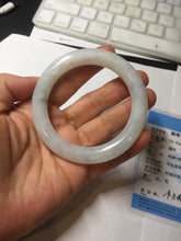 Load image into Gallery viewer, 53.5mm Certified Type A 100% Natural light green white round cut Jadeite bangle PF60-0516
