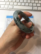 Load image into Gallery viewer, 53.5mm certified 100% natural Type A dark green black white Blooming Ink(水墨花开) jadeite jade bangle PB292-0508
