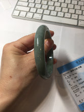 Load image into Gallery viewer, 58.8mm Certified type A 100% Natural oily dark green (老油青) gray black Mountains Afar (远山)Jadeite bangle PH240-1627
