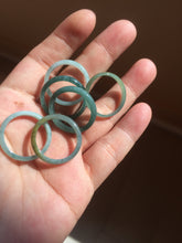 Load image into Gallery viewer, 19mm size 9 100% natural type A icy watery green/blue slim style Guatemala jadeite jade band ring group  BP72
