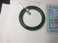 Load image into Gallery viewer, 56.3mm certified 100% Natural dark green black (碧玉) nephrite Jade bangle HT104-1584
