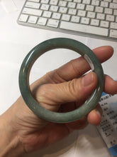Load image into Gallery viewer, 58.8mm Certified type A 100% Natural oily dark green (老油青) gray black Mountains Afar (远山)Jadeite bangle PH240-1627
