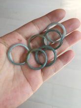 Load image into Gallery viewer, 19mm size 9 100% natural type A icy watery green/blue slim style Guatemala jadeite jade band ring group  BP72
