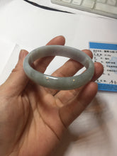 Load image into Gallery viewer, 45mm Certified Type A 100% Natural light green purple white flat Oval Jadeite Jade Bangle PJ70-2195
