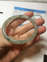 Load image into Gallery viewer, 52mm Certified Type A 100% Natural icy watery light green/dark green/black oval Jadeite bangle PD108-8546
