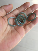 Load image into Gallery viewer, 19mm size 9 100% natural type A icy watery green/blue slim style Guatemala jadeite jade band ring group  BP72
