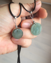 Load image into Gallery viewer, 100% natural  icy watery dark green/gray jadeite jade safe and sound couple pendant pair BG4
