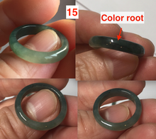 Load image into Gallery viewer, 16.3mm size5 3/4 100% natural type A icy watery green/blue icy watery Guatemala jadeite jade band ring group BP84
