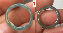 Load image into Gallery viewer, 15.3mm size 4 1/2 100% natural type A icy watery green/blue icy watery Guatemala slim jadeite jade band ring group AQ87
