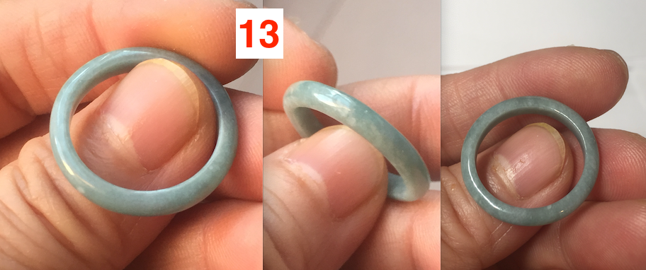 17.9mm 7 3/4 100% natural type A icy watery green/blue/white Guatemala jadeite jade band ring group  BP76(12-15)