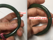 Load image into Gallery viewer, 57.2mm 100% Natural dark green(碧玉)  round cut nephrite Jade bangle HF88
