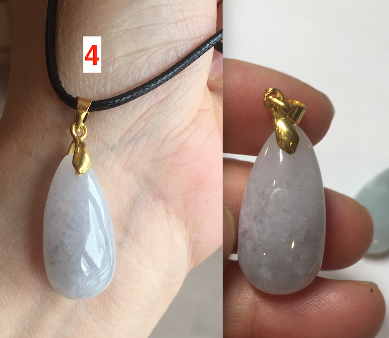 100% natural icy watery green/purple type A jadeite jade water drop pendant necklace group AD23
