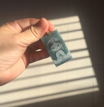 Load image into Gallery viewer, 100% Natural type A green/blue/gray Guatemala jadeite shadow carving little girl safe and sound pendant necklace/worry stone PC121
