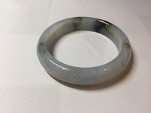 Load image into Gallery viewer, 54mm 100% Natural type A icy watery green white carved flowers and golden-painted Jadeite Jade bangle PB285
