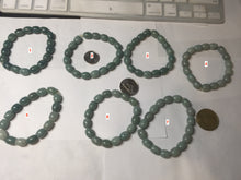 Load image into Gallery viewer, 9.8x8mm 100% natural type A light green blue olive(Lulutong) jadeite beads bracelet group Bp188
