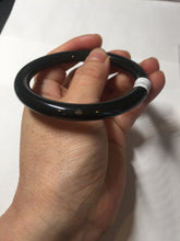 Load image into Gallery viewer, 58.4mm 100% Natural dark green/black meteorite Stellar Night sky slim round cut nephrite bangle HT113-8249
