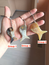 Load image into Gallery viewer, 52x23mm 100% Natural black brown yellow Buffalo Horn 3d carved fish Keychain, pendant, bag hanging group NJ3

