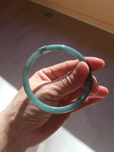Load image into Gallery viewer, 56.5mm Certified Type A 100% Natural dark green/blue/gray Guatemala slim round cut Jadeite bangle PE58-7039
