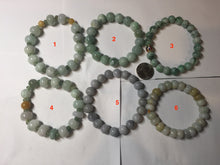 Load image into Gallery viewer, Size 52-60mm 100% natural type A green/yellow/brown/purple jadeite jade beads bracelet group BL134
