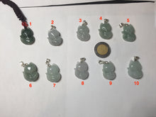 Load image into Gallery viewer, 100% natural type A dark green/light green/white/gray jadeite jade fox pendant necklace BF149
