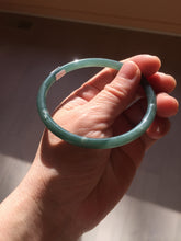 Load image into Gallery viewer, 61mm Certified Type A 100% Natural dark green/blue/gray with Guatemala slim round cut Jadeite bangle PE53-7041

